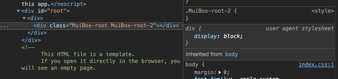 material UI box inspect