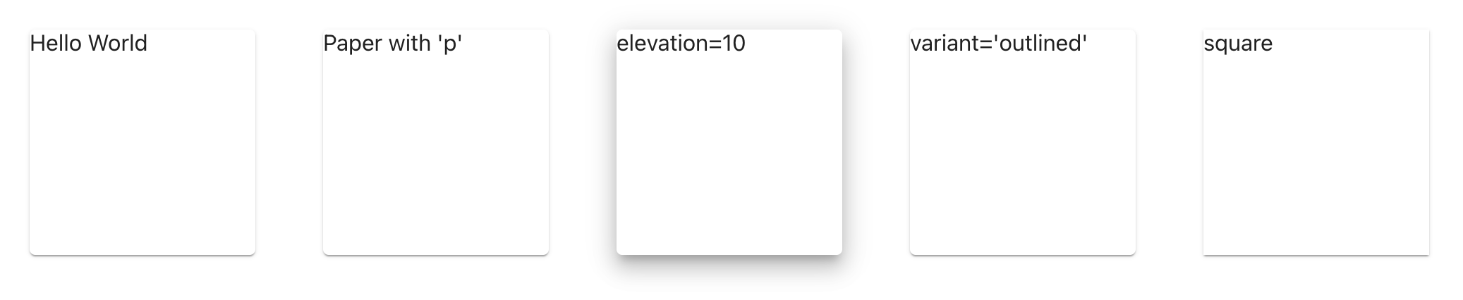 Material-UI paper different examples