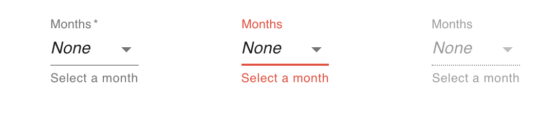required, error and disabled