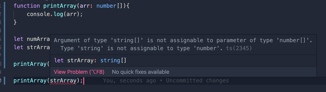 Typescript function array