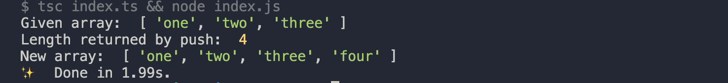 TypeScript array push element