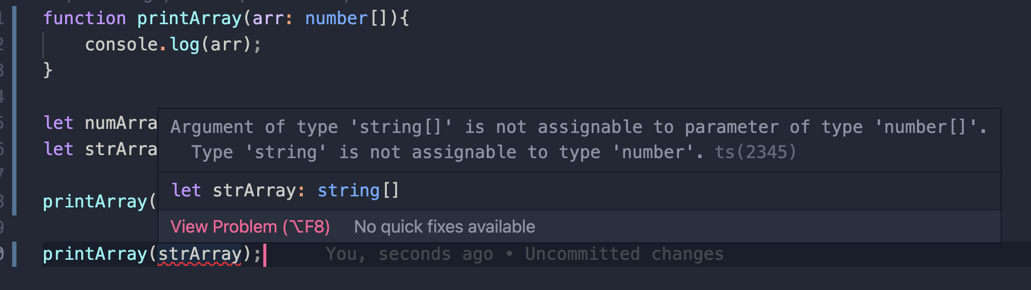 Typescript function array